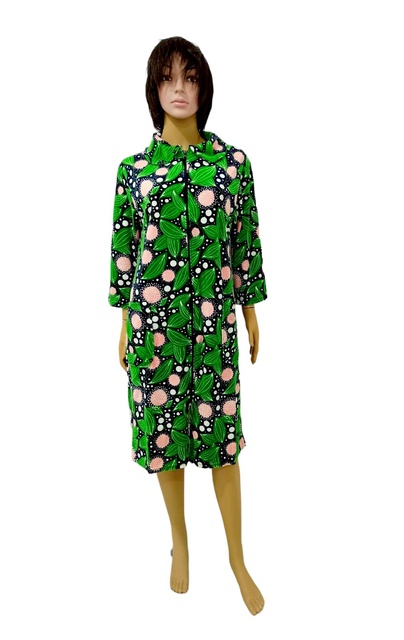 Женский халат "ГАЛЯ" велюр зелёного цвета, 60-62, Зеленый