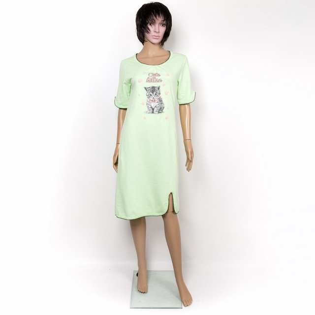 Ночная сорочка «КИС-КИС» начес салатового цвета, 40-42, Салатовый