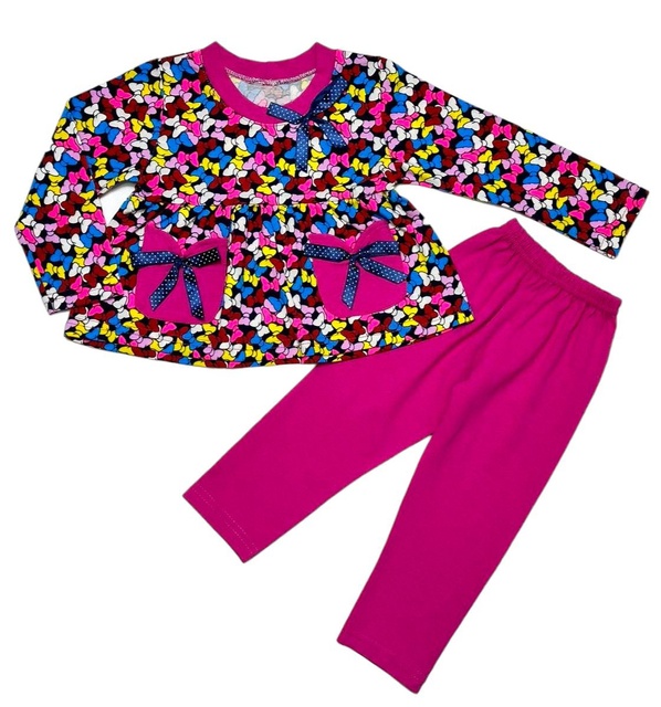 Комплект "МАША" фуликра с изображением разноцветных бантиков, 30, Розовый, 5-6 лет, 110-116см