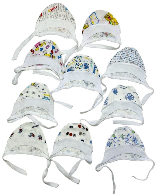 Трикотажные шапочки для новорожденных малышей. Чепчик «МИКС» кулир упаковка 10 штук для мальчика. ТМ «Пташка Украина»