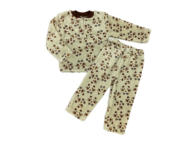 Пижама детская на 2-х пуговицах рваная махра коричневого цвета, 38, Коричневый, 11-12 лет, 140-146см