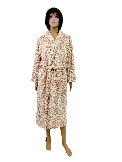 Женский халат "ПАУЛА" рваная махра коричневого цвета, 56-58, Коричневый